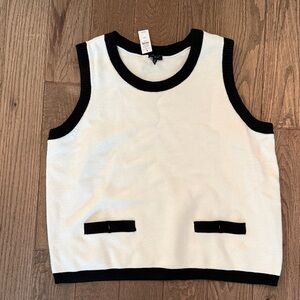 Talbots Sleeveless White and Black Top